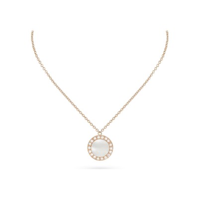 Collier Cesare Pompanon Buona Fortuna en or rose, diamants et nacre blanche