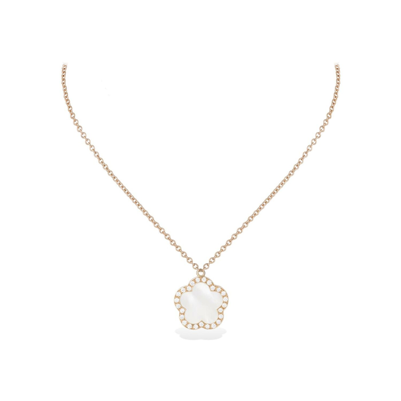 Collier Cesare Pompanon Fiore di Mamma en or rose, nacre blanche et diamants