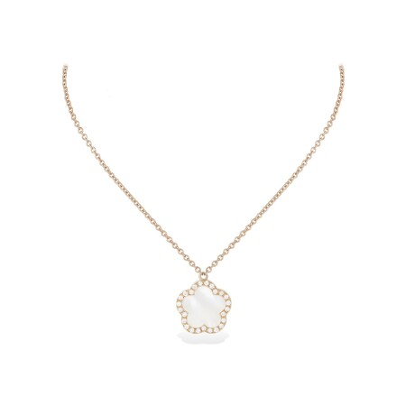 Collier Cesare Pompanon Fiore di Mamma en or rose, nacre blanche et diamants