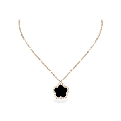 Collier Cesare Pompanon Fiore di Mamma en or rose, onyx et diamants