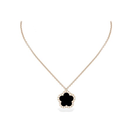 Collier Cesare Pompanon Fiore di Mamma en or rose, onyx et diamants