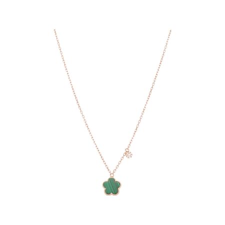 Collier Cesare Pompanon Fiore di Mamma petit modèle en or rose et malachite et diamants blancs