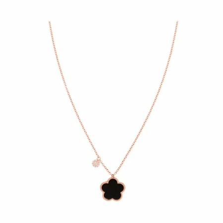 Collier Cesare Pompanon Fiore di Mamma petit modèle en or rose, onyx et diamants