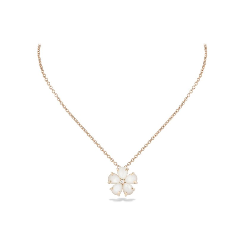 Collier Cesare Pompanon Primavera en or rose, nacre blanche et diamants