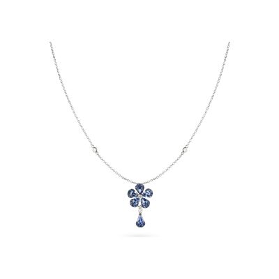 Collier Cesare Pompanon Primavera In Pizzo goutte en or blanc, diamants et saphir bleu