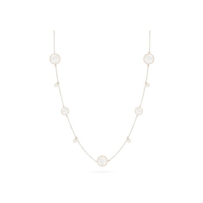 Collier Cesare Pompanon Buona Fortuna en or rose, diamants et nacre blanche