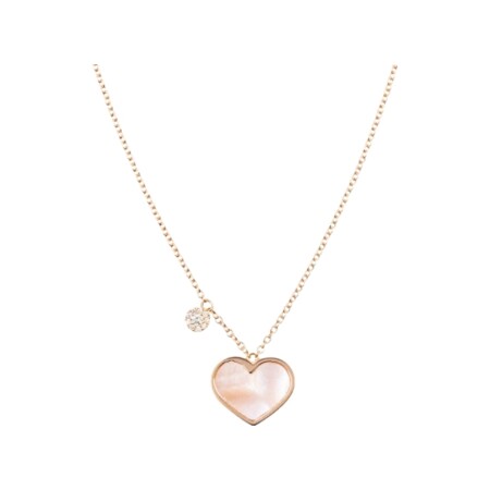 Collier Cesare Pompanon Amore Nana en or rose, nacre blanche et diamants blancs