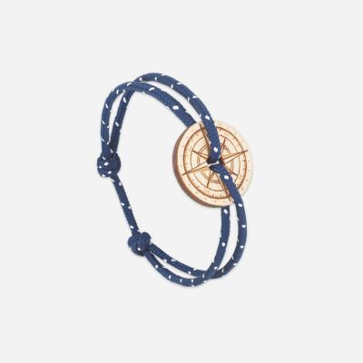 Bracelet sur cordon Le Vent à la Française Rose des vents en bois