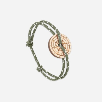 Bracelet sur cordon Le Vent à la Française Rose des vents en bois