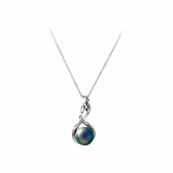 Collier Iza B en argent rhodié, diamant et perle de Tahiti