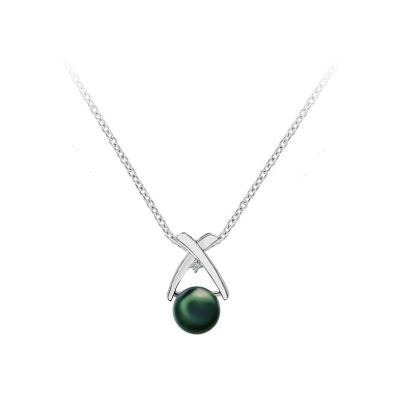 Collier Iza B Archipel en argent rhodié, diamant et perle de Tahiti de 10-11mm