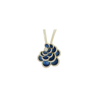 Ferri Firenze pendant, yellow gold, blue enamel and yellow diamonds