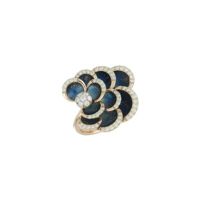 Ferri Firenze ring, yellow gold, blue enamel and yellow diamonds