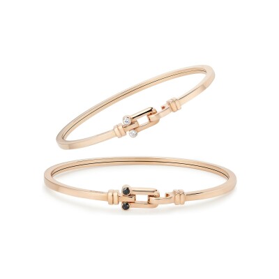 Bracelet Fibula en or rose, diamant et onyx