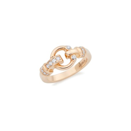 Fibula ring, pink gold and diamonds