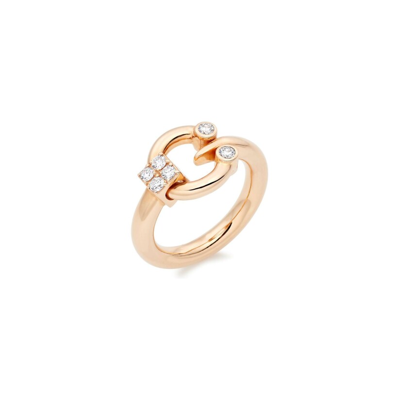 Fibula ring, rose gold and diamonds