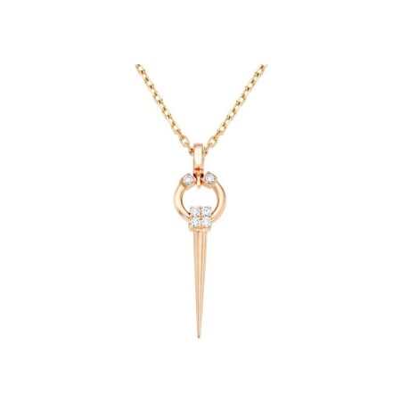 Fibula pendant, pink gold and diamonds