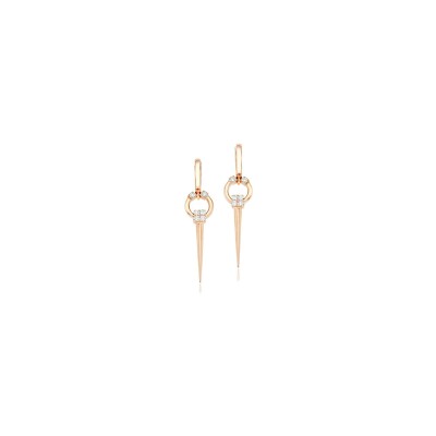 Boucles d'oreilles pendantes Fibula en or rose et diamants