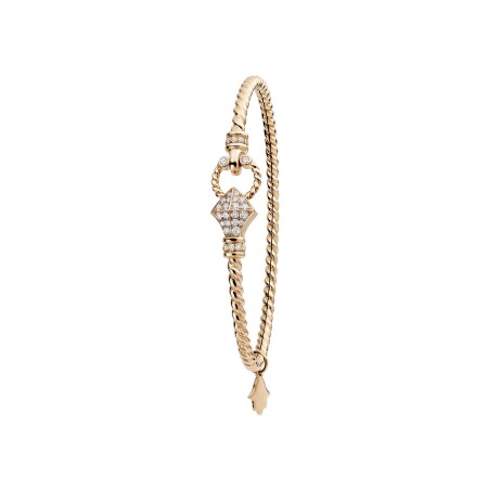 Fibula bracelet, pink gold and diamonds