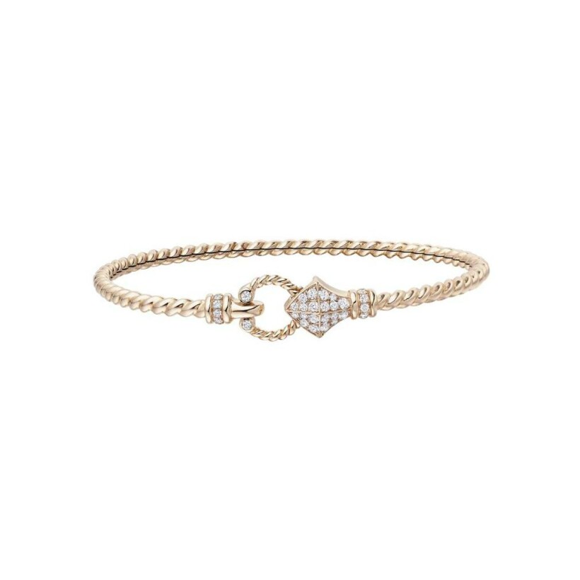 Fibula bracelet, pink gold and diamonds