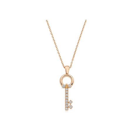 Fibula pendant, pink gold and diamonds