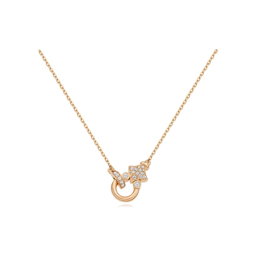 Fibula pendant, pink gold and diamonds