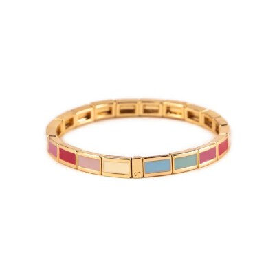 Bracelet Simone à Bordeaux Fin Serti Dahlia en métal doré émaillé serti