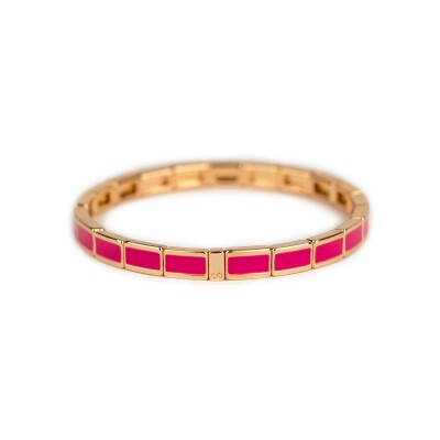 Bracelet Simone à Bordeaux Fin Rose Fushia en métal doré émaillé serti