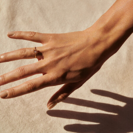 Bague Mellerio Le Petit Cactus Vanille en or rose et diamant, moyen modèle