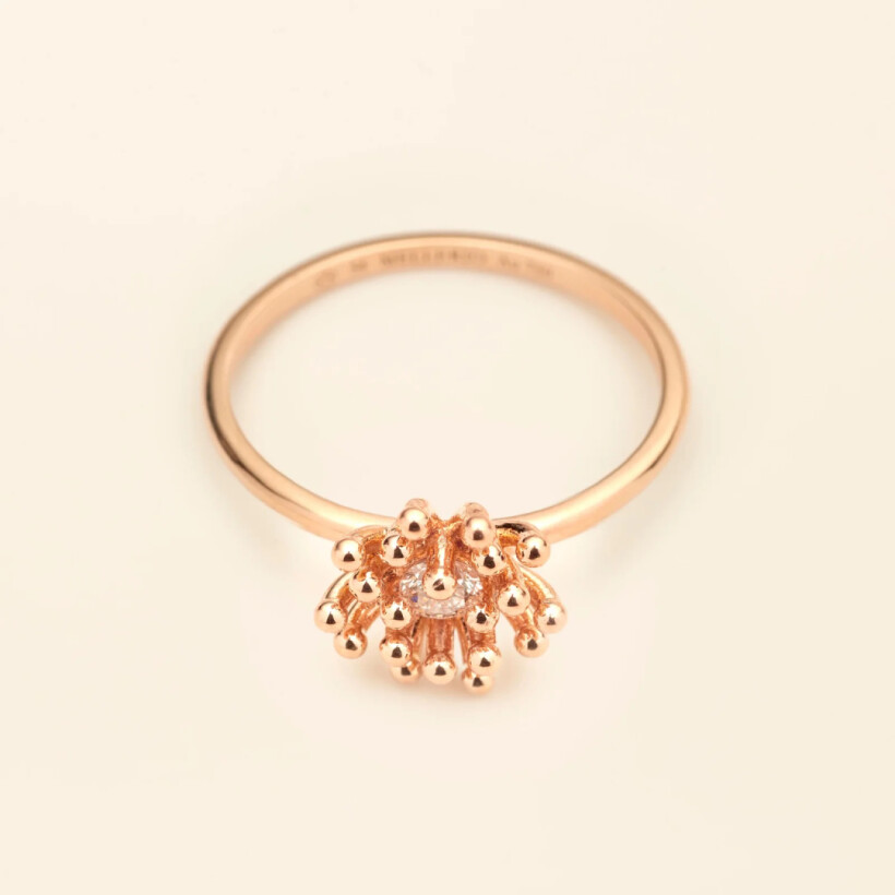 Bague Mellerio Le Petit Cactus Vanille en or rose et diamant, moyen modèle