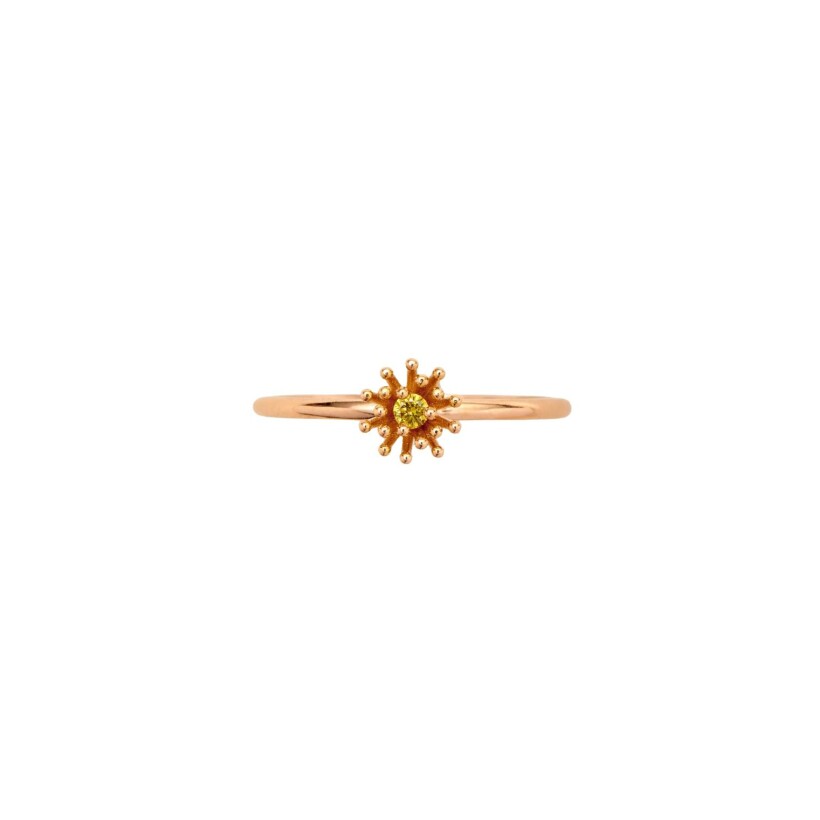 Bague Mellerio Le Petit Cactus Vanille en or rose et diamant jaune, petite modèle