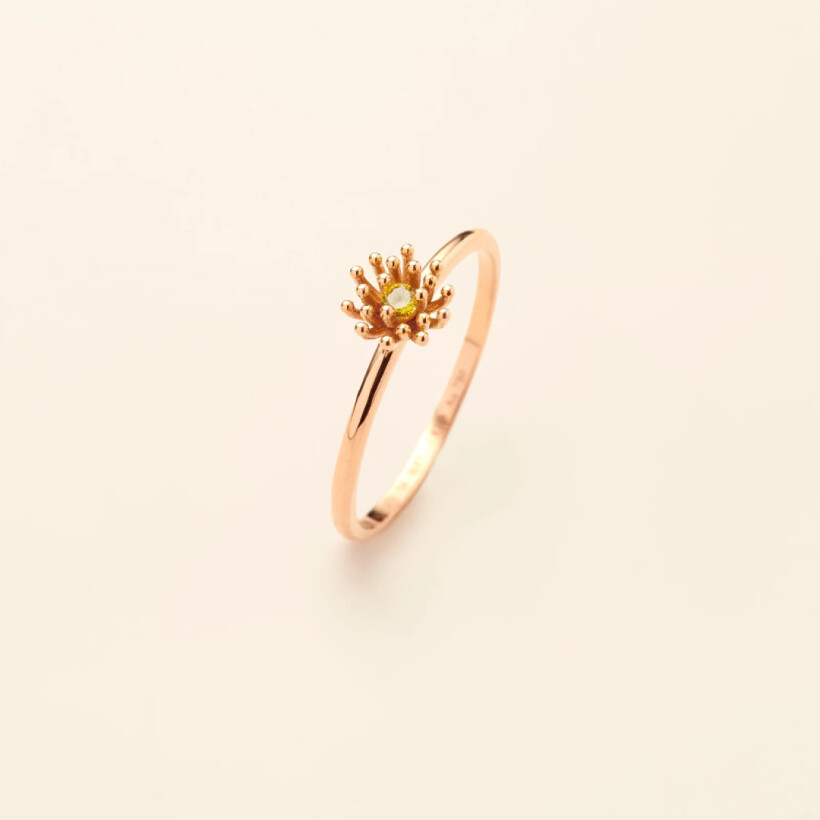 Bague Mellerio Le Petit Cactus Vanille en or rose et diamant jaune, petite modèle