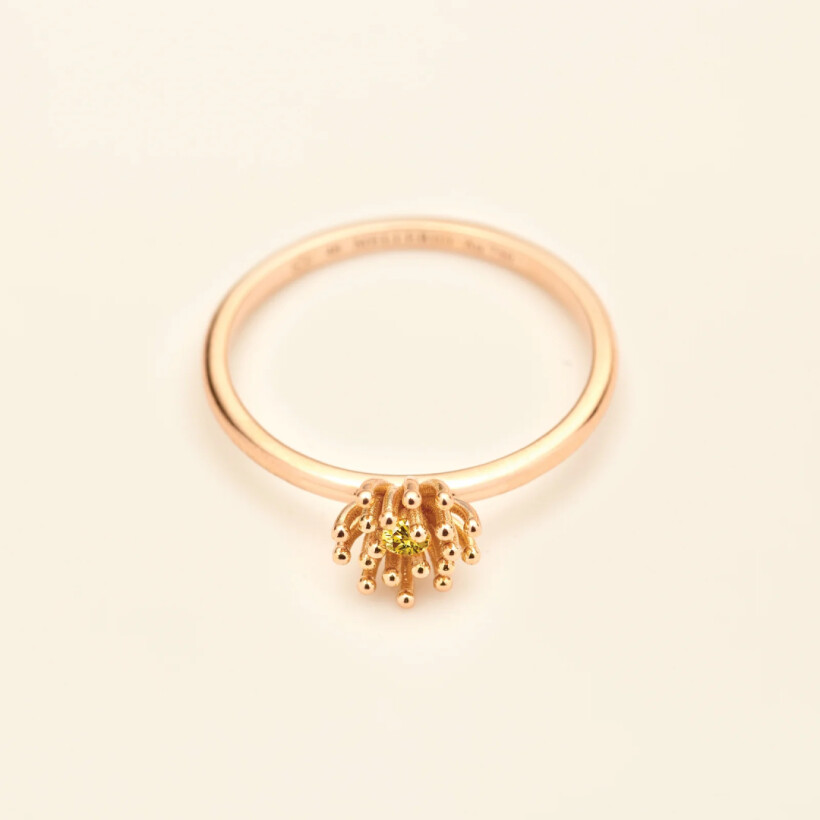 Bague Mellerio Le Petit Cactus Vanille en or rose et diamant jaune, petite modèle