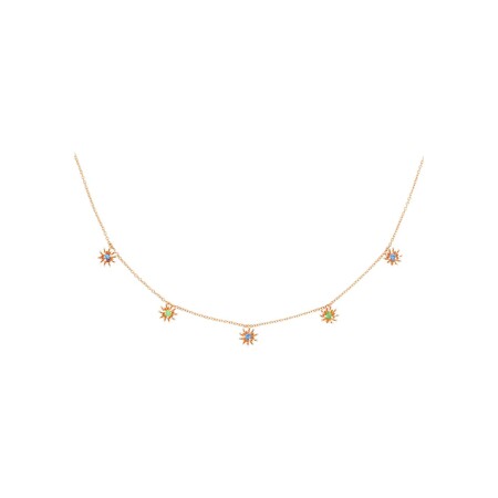 Mellerio Le Petit Cactus bleu necklace, rose gold, sapphires and tsavorit