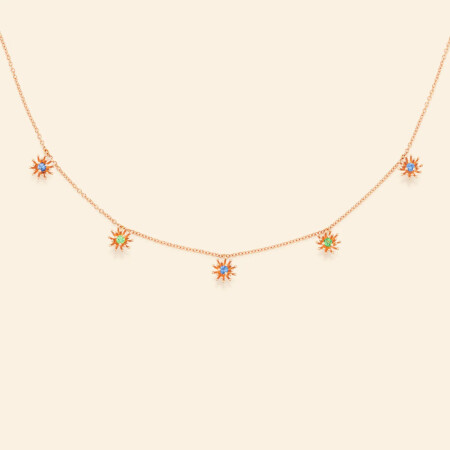 Mellerio Le Petit Cactus bleu necklace, rose gold, sapphires and tsavorit