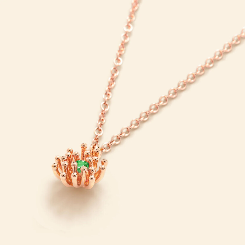 Collier Mellerio Le Petit Cactus vert en or rose et tsavorite