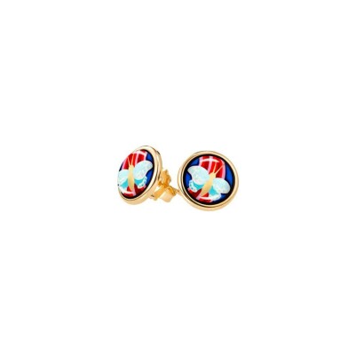 Boucles d'oreilles Cabochon FREYWILLE Hommage à Frida Kahlo en email et plaqué or