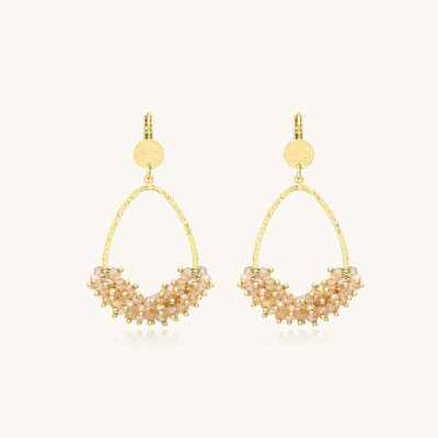 Boucles d'oreilles Sàntibé Bijoux Flora en laiton, métal doré et perles doré