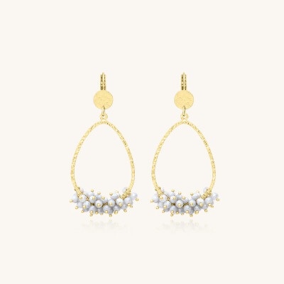 Boucles d'oreilles Sàntibé Bijoux Flora en laiton, métal doré et perles platine
