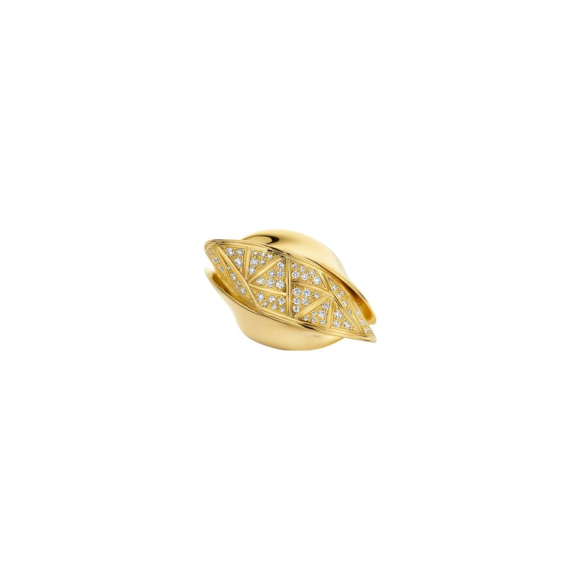 Dries Criel Flux ring in yellow gold and diamonds