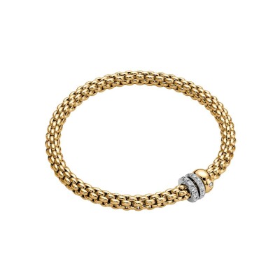 Bracelet FOPE SOLO Flex'it en or jaune, or blanc et diamants, taille XS