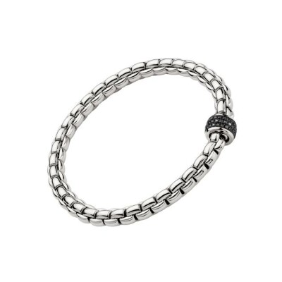 Bracelet FOPE EKA Flex'it en or blanc et diamants noirs, taille M
