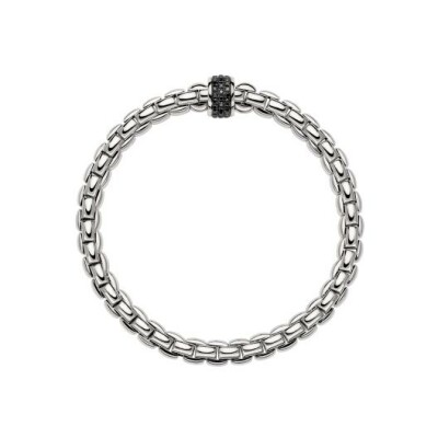 Bracelet FOPE EKA Flex'it en or blanc et diamants noirs, taille M