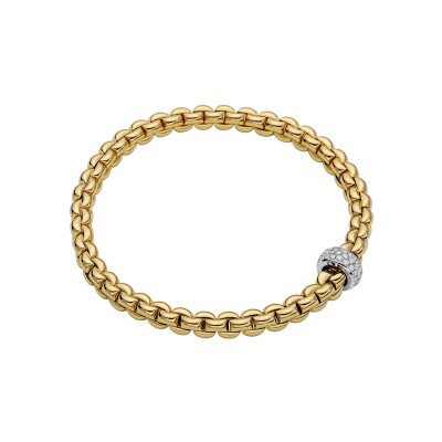 Bracelet FOPE EKA Flex'it en or jaune, or blanc et diamants, taille M