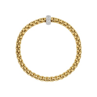 Bracelet FOPE EKA Flex'it en or jaune, or blanc et diamants, taille M
