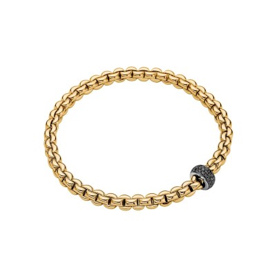 Bracelet FOPE EKA Flex'it en or jaune, or blanc et diamants noirs, taille S
