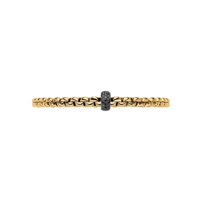 Bracelet FOPE EKA Flex'it en or jaune, or blanc et diamants noirs, taille S