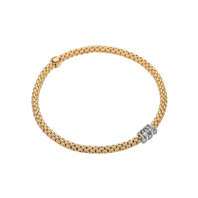 Bracelet FOPE PRIMA Flex'it en or jaune, or blanc et diamants, taille XS