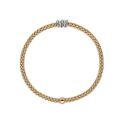 Bracelet FOPE PRIMA Flex'it en or jaune, or blanc et diamants, taille XS