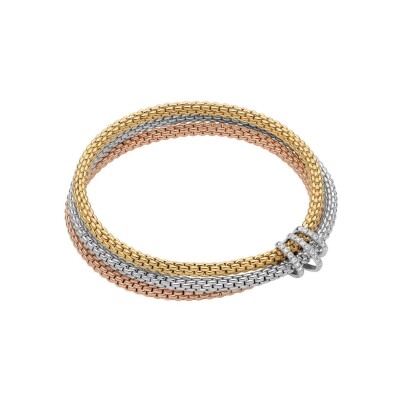 Bracelet FOPE PRIMA Flex'it en or jaune, or blanc, or rose et diamants, taille S